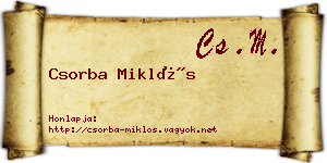 Csorba Miklós névjegykártya